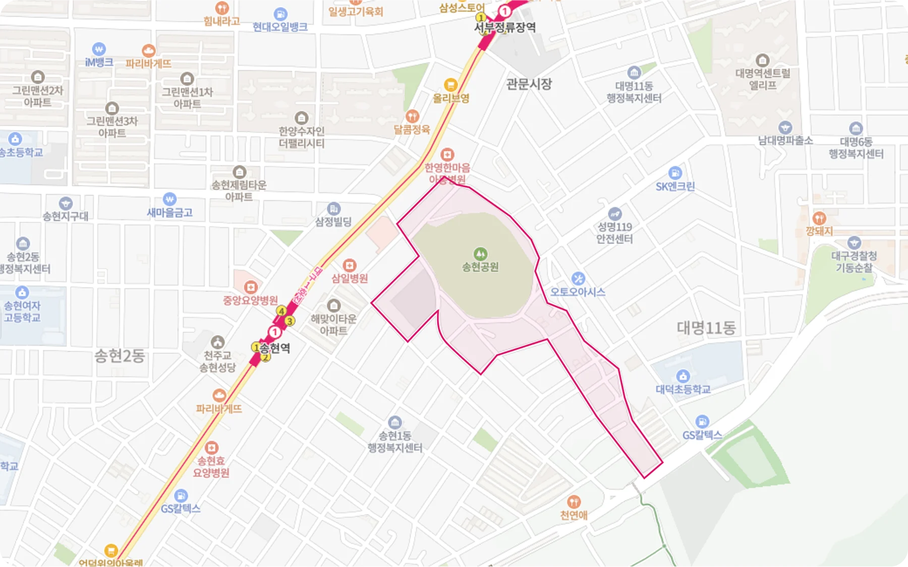 송현동 사업지 지도